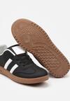 Czarne Płaskie Sznurowane Sneakersy z Paskami Evily