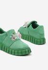 Zielone Wsuwane Sneakersy z Kolorowymi Kryształkami Phedara