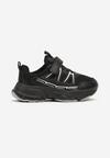 Czarne Płaskie Buty Sportowe Sneakersy na Rzep z Geometrycznym Wzorem Ceniefra