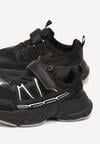 Czarne Płaskie Buty Sportowe Sneakersy na Rzep z Geometrycznym Wzorem Ceniefra