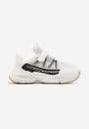 Białe Płaskie Buty Sportowe Sneakersy na Rzep z Geometrycznym Wzorem Ceniefra