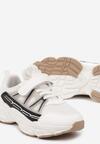 Białe Płaskie Buty Sportowe Sneakersy na Rzep z Geometrycznym Wzorem Ceniefra