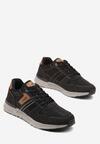 Czarne Płaskie Buty Sportowe Sneakersy Ozdobione Przeszyciami Evilia