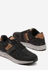 Czarne Płaskie Buty Sportowe Sneakersy Ozdobione Przeszyciami Evilia