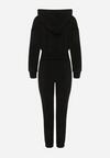 Czarny Komplet Dresowy z Bawełną Bluza z Kapturem i Spodnie z Gumką w Talii Neseria