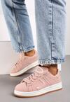 Różowe Płaskie Sznurowane Sneakersy z Geometrycznym Wzorem Neviselle