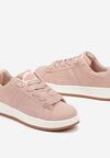 Różowe Płaskie Sznurowane Sneakersy z Geometrycznym Wzorem Neviselle