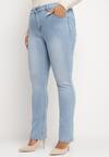 Niebieskie Jeansy Skinny z Ozdobnymi Przetarciami Neveloria