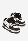Czarno-Białe Płaskie Sneakersy z Szerokimi Sznurowadłami Teniefra