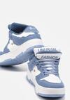 Niebieskie Płaskie Sznurowane Sneakersy z Napisami Friefra