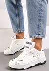 Białe Płaskie Sznurowane Sneakersy z Napisami Friefra