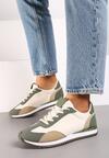 Zielone Płaskie Sneakersy z Geometrycznym Wzorem Navshara