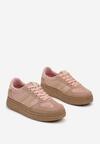 Różowe Sneakersy na Grubej Podeszwie z Geometrycznym Wzorem Nevthaya