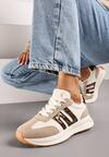 Beżowo-Brązowe Płaskie Sneakersy z Geometrycznym Wzorem Nevlene