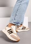 Beżowo-Brązowe Płaskie Sneakersy z Geometrycznym Wzorem Nevlene