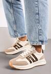 Beżowo-Brązowe Płaskie Sneakersy z Geometrycznym Wzorem Nevlene
