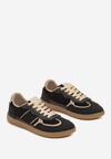 Czarne Sneakersy przed Kostkę z Przeszyciami z Grubą Podeszwą Nevelice