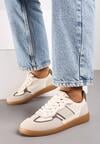 Beżowo-Brązowe Sneakersy przed Kostkę z Przeszyciami z Grubą Podeszwą Nevelice