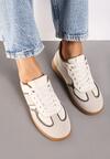 Beżowo-Brązowe Sneakersy przed Kostkę z Przeszyciami z Grubą Podeszwą Nevelice