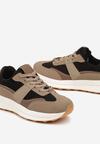 Czarne Płaskie Sznurowane Sneakersy z Geometrycznym Wzorem Neveanna