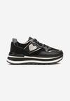 Czarne Sneakersy na Grubej Podeszwie Ozdobione Sercem i Metalicznymi Wstawkami Verioras