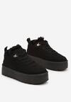 Czarne Sneakersy w Stylu Śniegowców z Futerkiem na Platformie Mavione