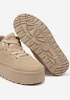 Ciemnobeżowe Sneakersy w Stylu Śniegowców z Futerkiem na Platformie Mavione