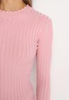 Różowy Prążkowany Sweter z Bawełną Mevin