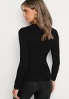 Czarny Prążkowany Sweter z Bawełną Mevin