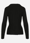 Czarny Prążkowany Sweter z Bawełną Mevin