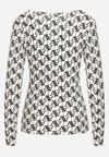 Biało-Czarna Bawełniana Bluzka Longsleeve w Literowy Wzór Stelisara