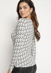 Biało-Czarna Bawełniana Bluzka Typu Longsleeve z Bawełny w Abstrakcyjny Wzór Heslora