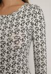 Biało-Czarna Bawełniana Bluzka Typu Longsleeve z Bawełny w Abstrakcyjny Wzór Heslora