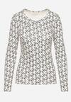 Biało-Czarna Bawełniana Bluzka Typu Longsleeve z Bawełny w Abstrakcyjny Wzór Heslora