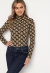 Czarna Bluzka Golf z Bawełny o Kroju Longsleeve w Ozdobne Litery Stelinora