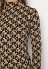 Czarna Bluzka Golf z Bawełny o Kroju Longsleeve w Ozdobne Litery Stelinora
