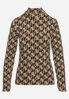 Czarna Bluzka Golf z Bawełny o Kroju Longsleeve w Ozdobne Litery Stelinora