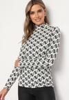 Biała Bluzka Golf z Bawełny o Kroju Longsleeve w Ozdobne Litery Stelinora
