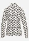 Biała Bluzka Golf z Bawełny o Kroju Longsleeve w Ozdobne Litery Stelinora