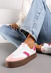 Biało-Różowe Sneakersy na Grubej Podeszwie z Ozdobnymi Wstawkami Irithine