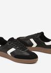Czarno-Białe Sznurowane Buty Sportowe z Przeszyciami Meriannde