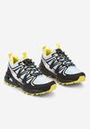 Czarno-Żółte Płaskie Sznurowane Buty Sportowe Sneakersy z Ozdobnymi Wstawkami Tinamar