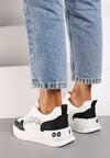 Biało-Czarne Sneakersy z Naszywkami w Kształcie Serduszek Iritia