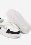 Biało-Czarne Sneakersy z Naszywkami w Kształcie Serduszek Iritia