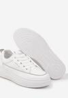 Biało-Szare Sznurowane Sneakersy na Grubej Tłoczonej Podeszwie Erisalise