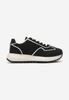 Czarne Płaskie Sneakersy z Geometrycznym Motywem Erisalen