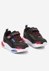 Czarno-Czerwone Płaskie Sznurowane Buty Sportowe Sneakersy z Ledami i Rzepami Erinalia