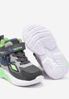 Szare Płaskie Buty Sportowe Sneakersy z Ledami i Geometrycznym Zdobieniem na Rzepy Erithrea