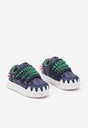 Granatowe Buty Sportowe w Ozdobny Print z Aplikacjami i Zapięciem na Rzep Erisella