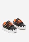 Czarne Buty Sportowe w Ozdobny Print z Aplikacjami i Zapięciem na Rzep Erisella